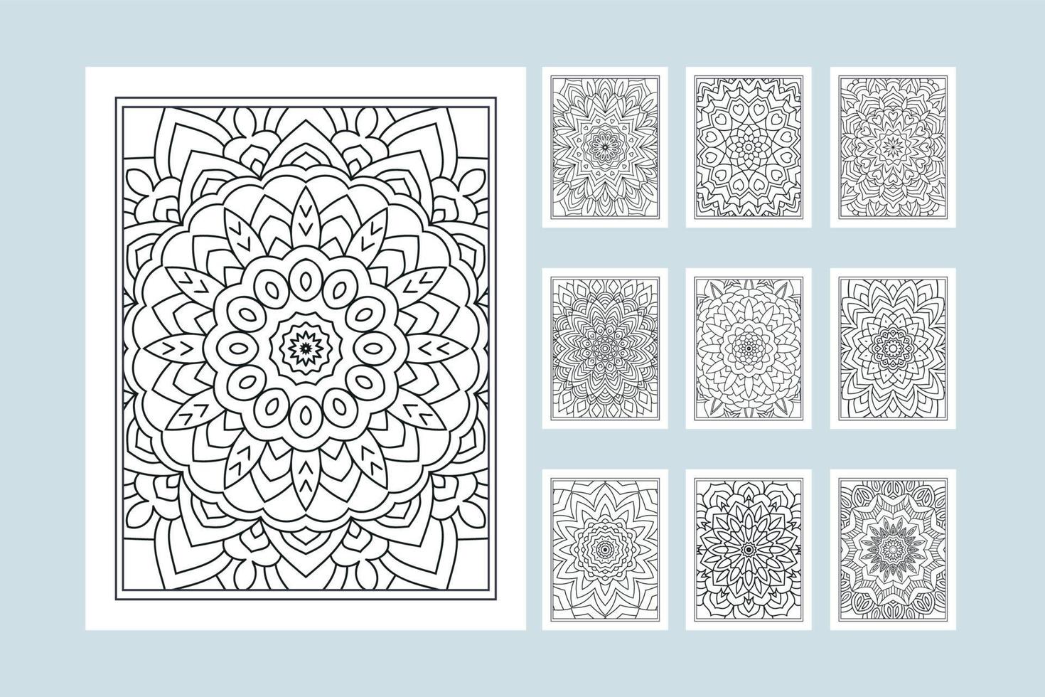 ensemble de motifs de mandala de fleurs pour l'intérieur de la page de coloriage. ensemble d'ornements de mandala de style indien traditionnel. coloriage intérieur pour les enfants. mandala décoration ornement bundle ligne art vecteur. vecteur