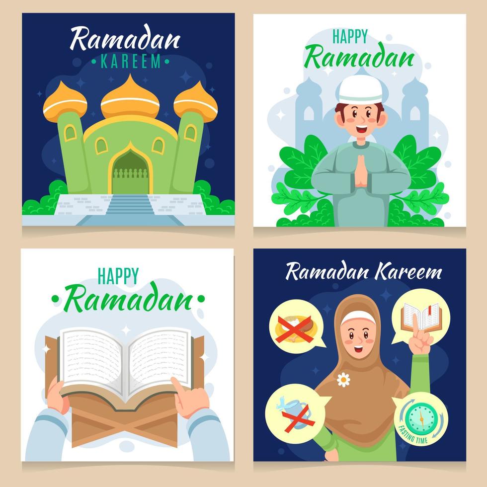 publication sur les réseaux sociaux du mois de jeûne du ramadan vecteur