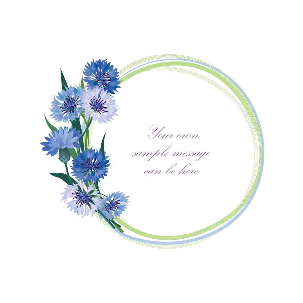 cadre fleuri. bordure ovale de bouquet de bleuet. fond floral de printemps de prairie. vecteur