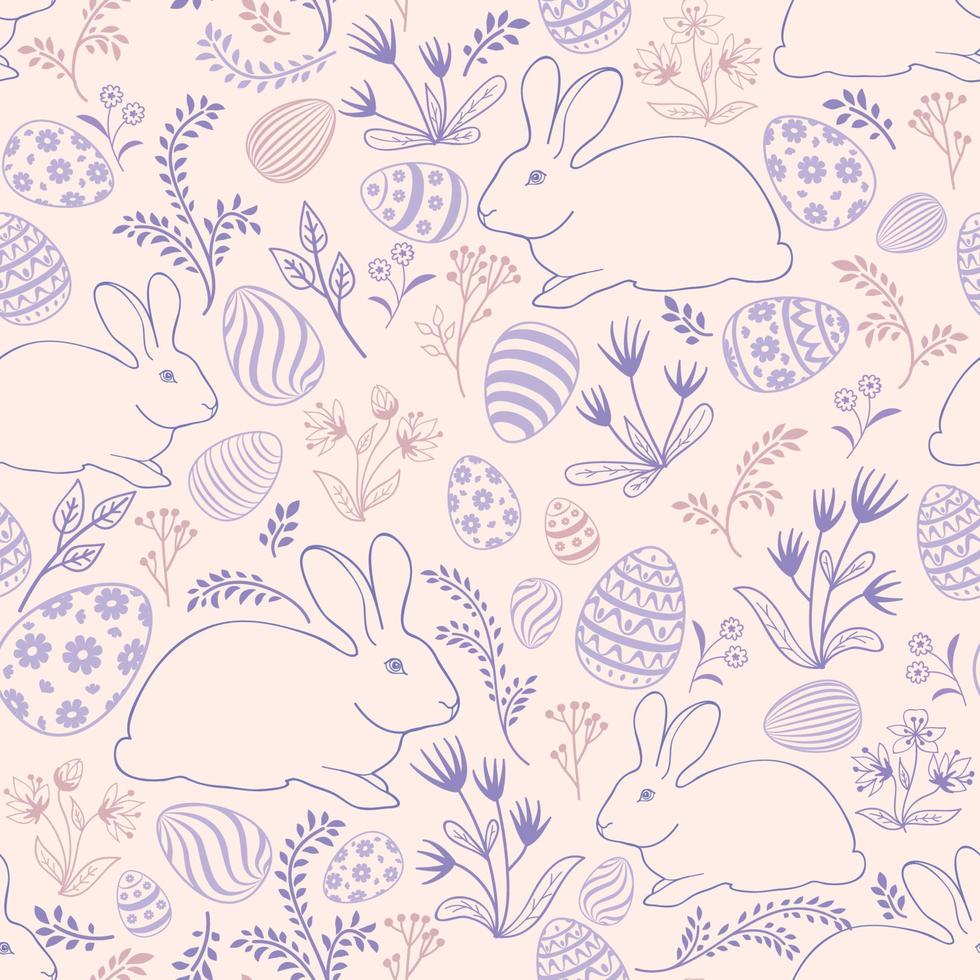 modèle sans couture d'oeuf de pâques. fond de lapin de vacances pour l'impression sur tissu, papier pour scrapbooking, emballage cadeau et papiers peints. vecteur