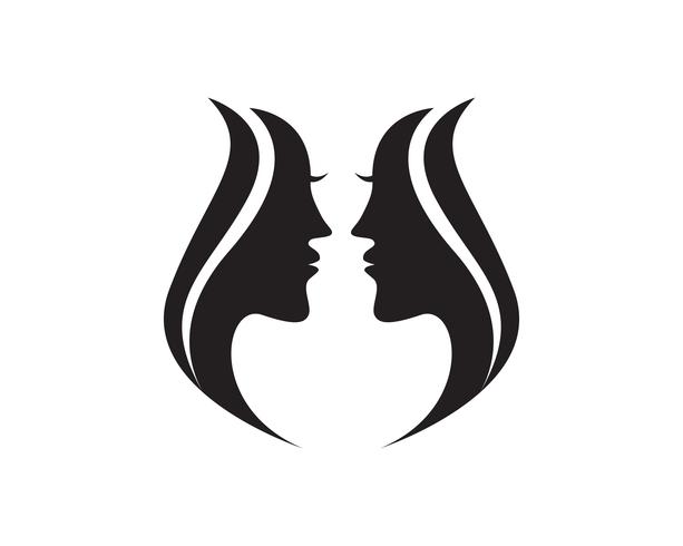 cheveux et logo femme et visage vecteur