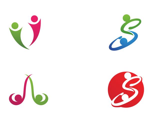 Modèle de logo et de symboles de soins communautaires vecteur