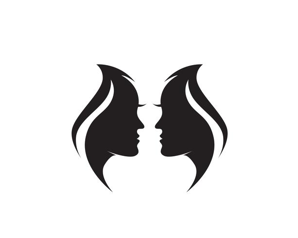 cheveux femme et visage logo et symboles vectoriels vecteur