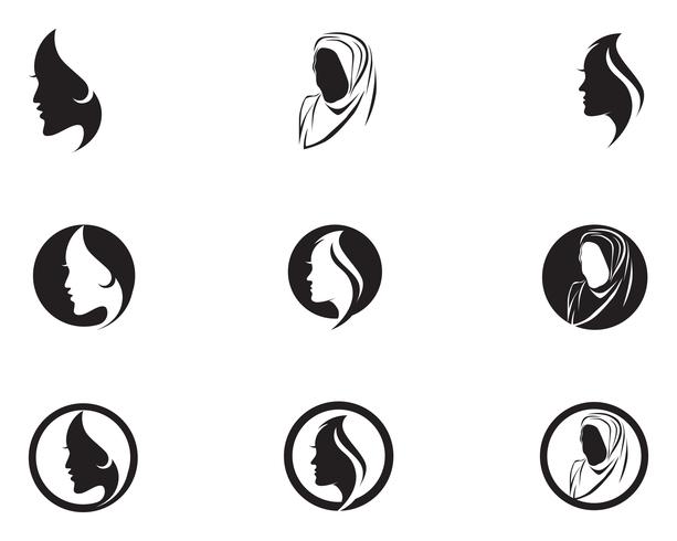 cheveux femme et visage logo et symboles vectoriels vecteur