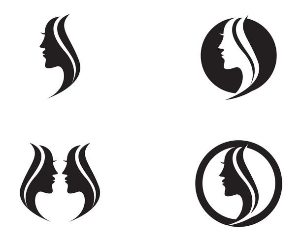 cheveux et logo femme et visage vecteur