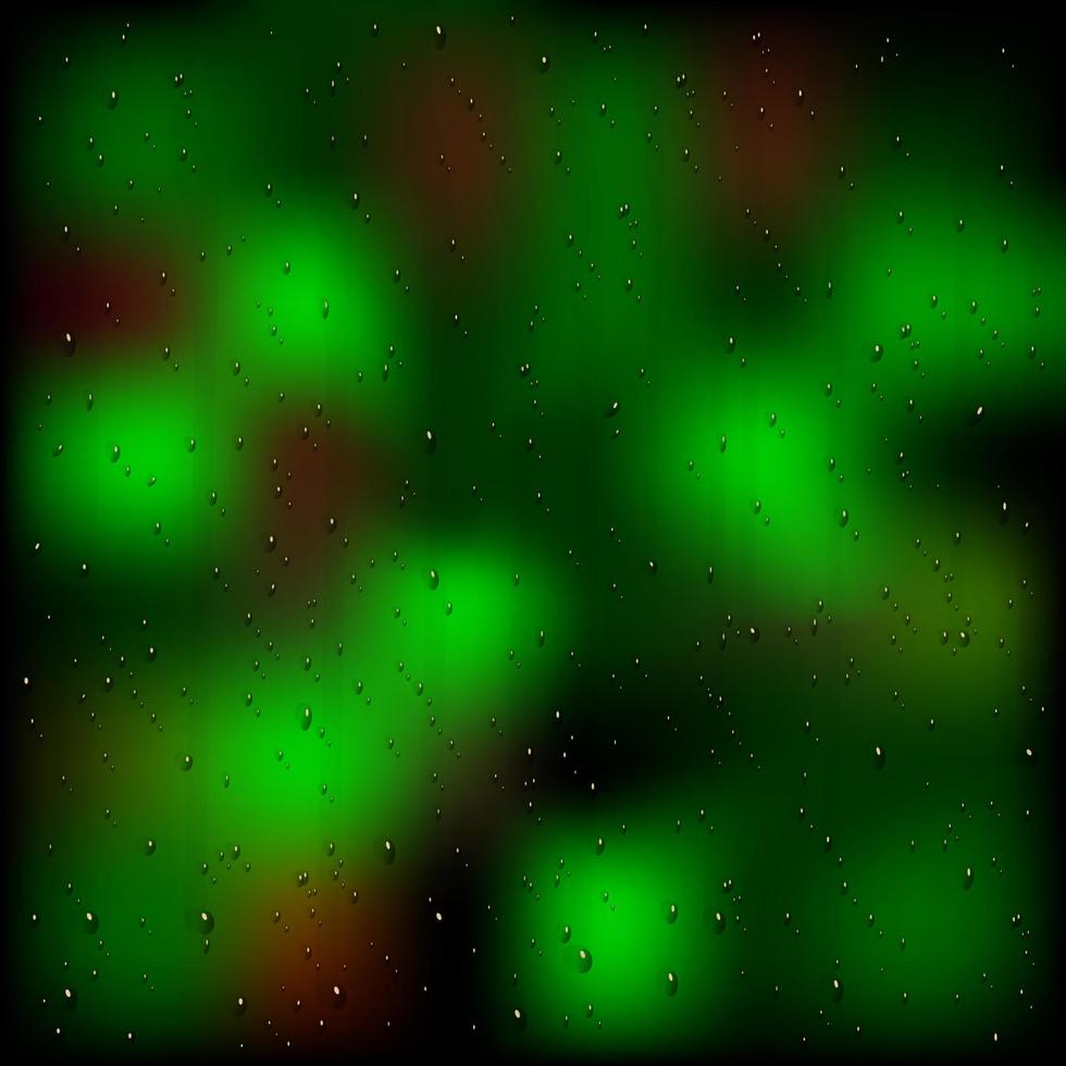 arrière-plan flou vert avec effet d'une vitre avec des gouttes de pluie. vecteur