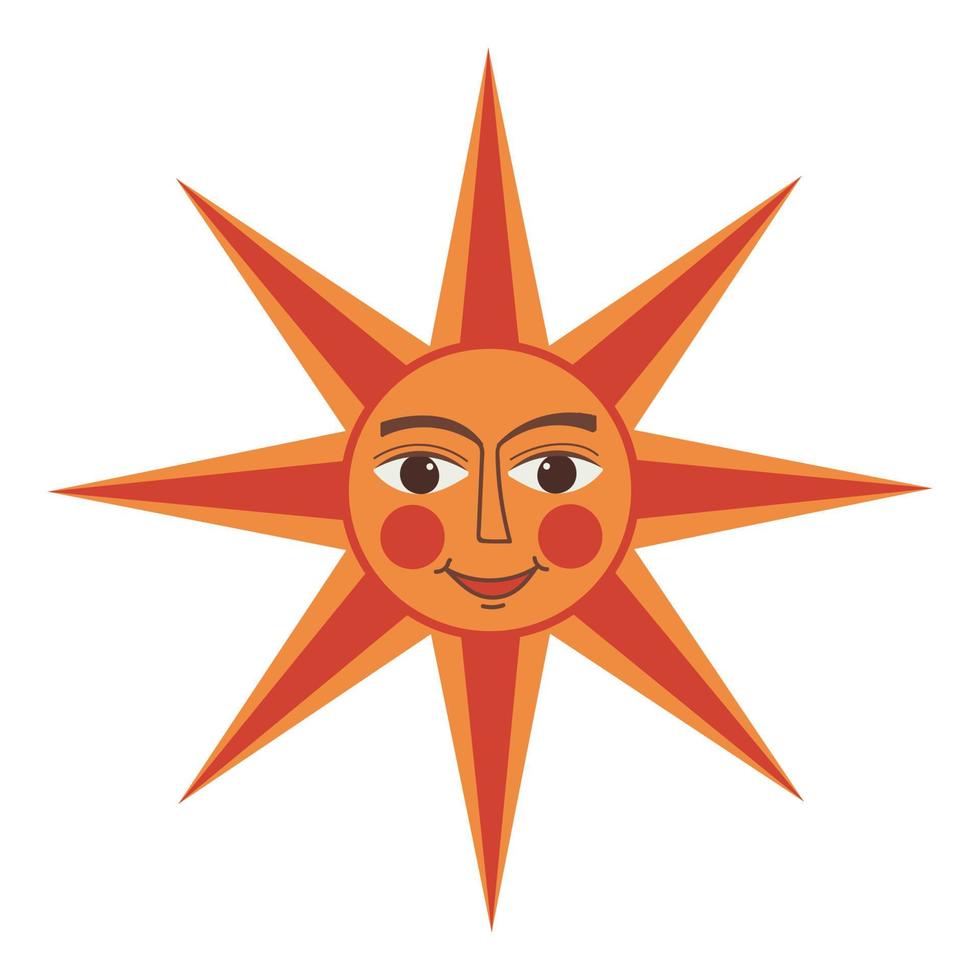 soleil avec visage. symbole russe vacances mardi gras ou maslenitsa. vecteur