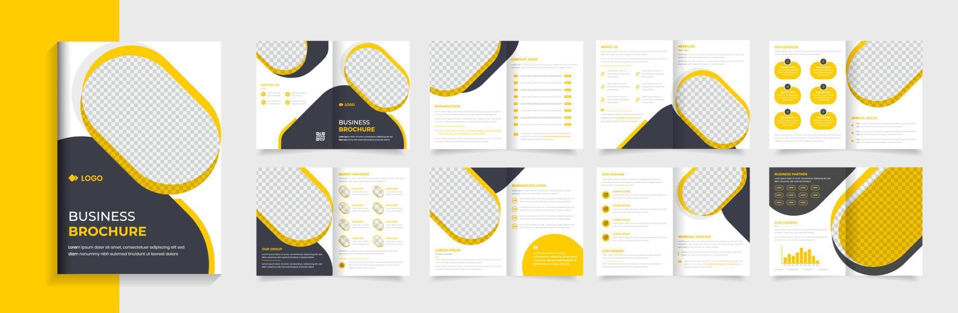 Modèle de conception de brochure d'entreprise de 16 pages, vecteur de présentation d'entreprise de profil d'entreprise