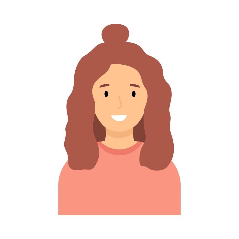 jeune femme brune, avatar de médias sociaux. portrait jolie fille élégante. illustration vectorielle plane vecteur