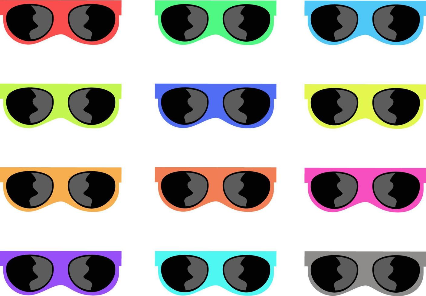 pack de vecteur de dessin animé de lunettes de soleil colorées