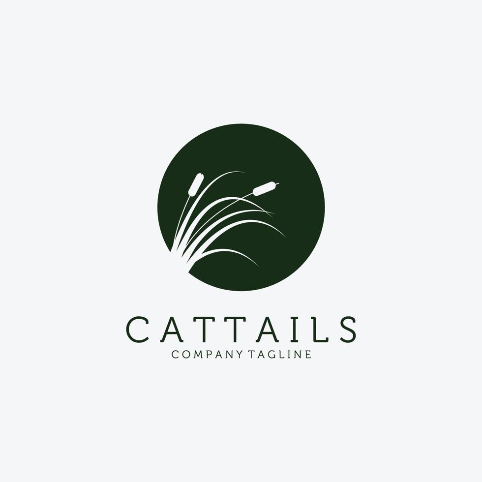 illustration vintage de conception de vecteur de logo de cattails, inspiration florale, logo intelligent de roseau