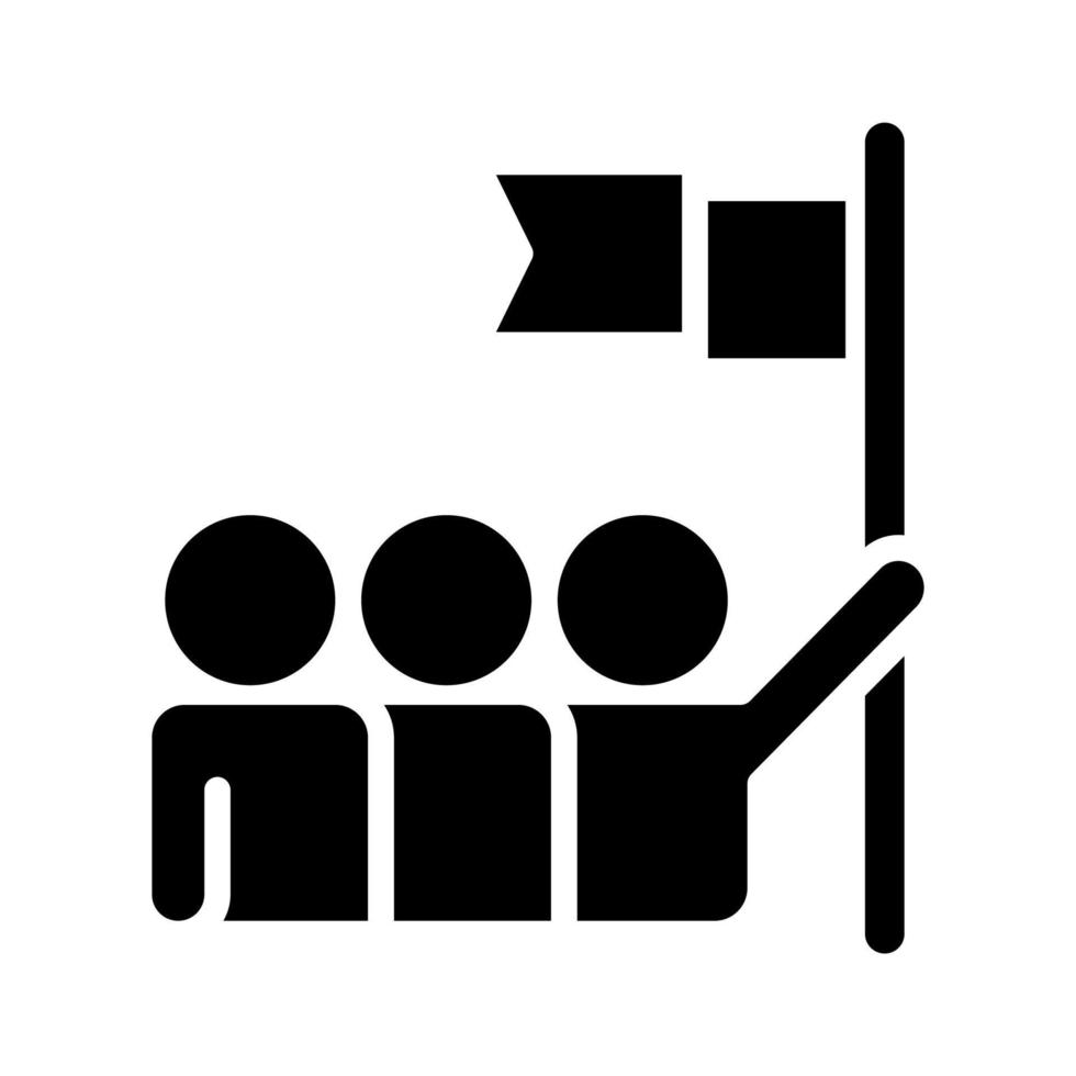 icône de glyphe noir d'équipe. travail d'équipe et réussite. objectif commun pour le groupe. partenariat professionnel. symbole de la silhouette sur l'espace blanc. pictogramme solide. illustration vectorielle isolée vecteur