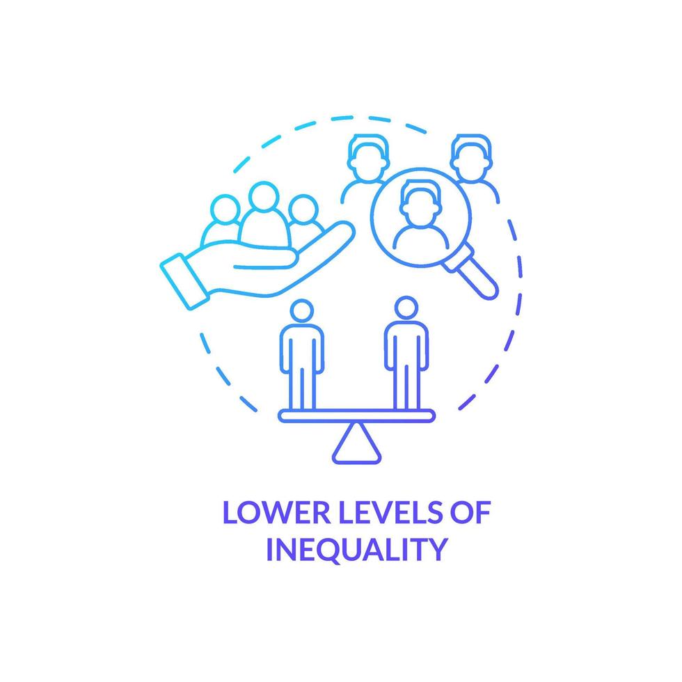 niveaux inférieurs sur l'icône de concept de gradient bleu d'inégalité. avantages du système d'économie planifiée centralement idée abstraite illustration en ligne mince. dessin de contour isolé. myriade de polices pro-bold utilisées vecteur