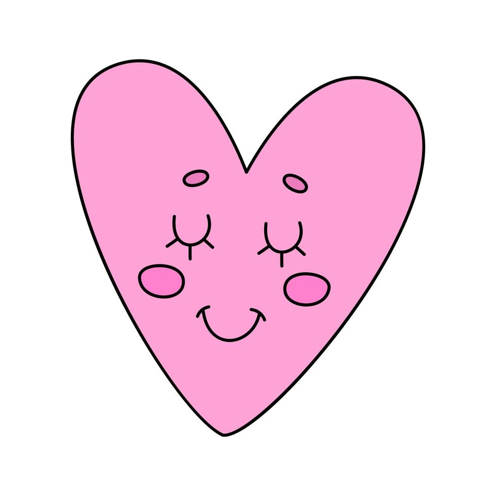 emoji de coeur mignon. illustration de vecteur de dessin animé isolé sur fond blanc. un symbole d'amour et de bonheur. autocollant pour la saint valentin