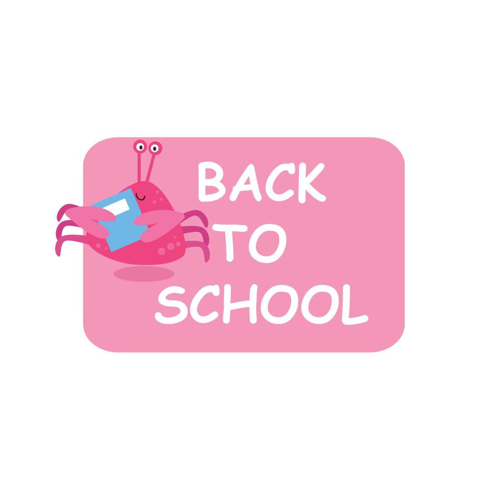 crabe de dessin animé mignon de retour à l'école vecteur