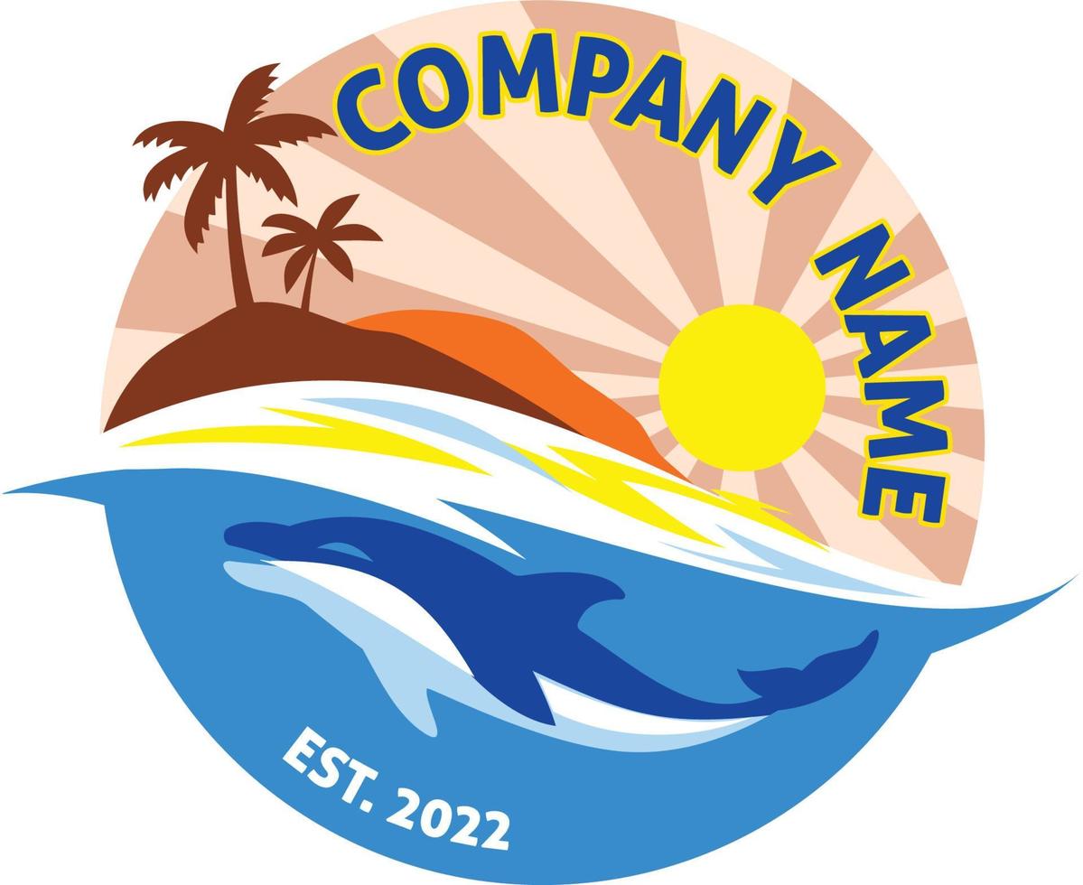 logo de plage tropicale de plongée sous-marine vecteur