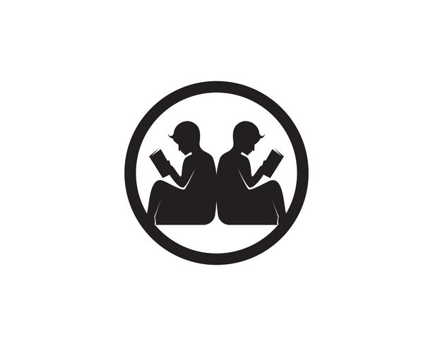 Logo de lecture de livre et symboles Silhouette Illustration noir. vecteur