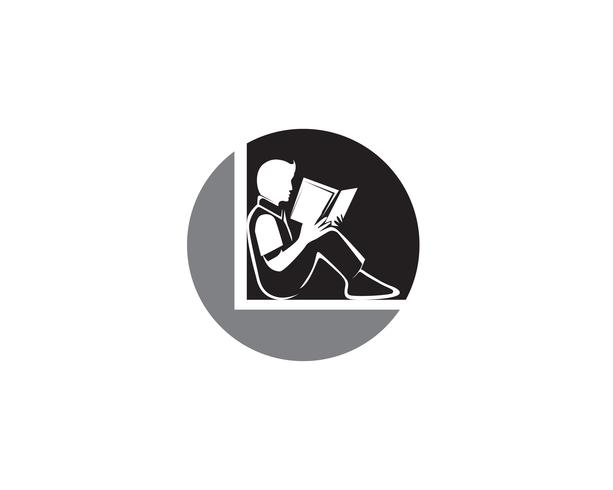 Logo de lecture de livre et symboles Silhouette Illustration noir. vecteur