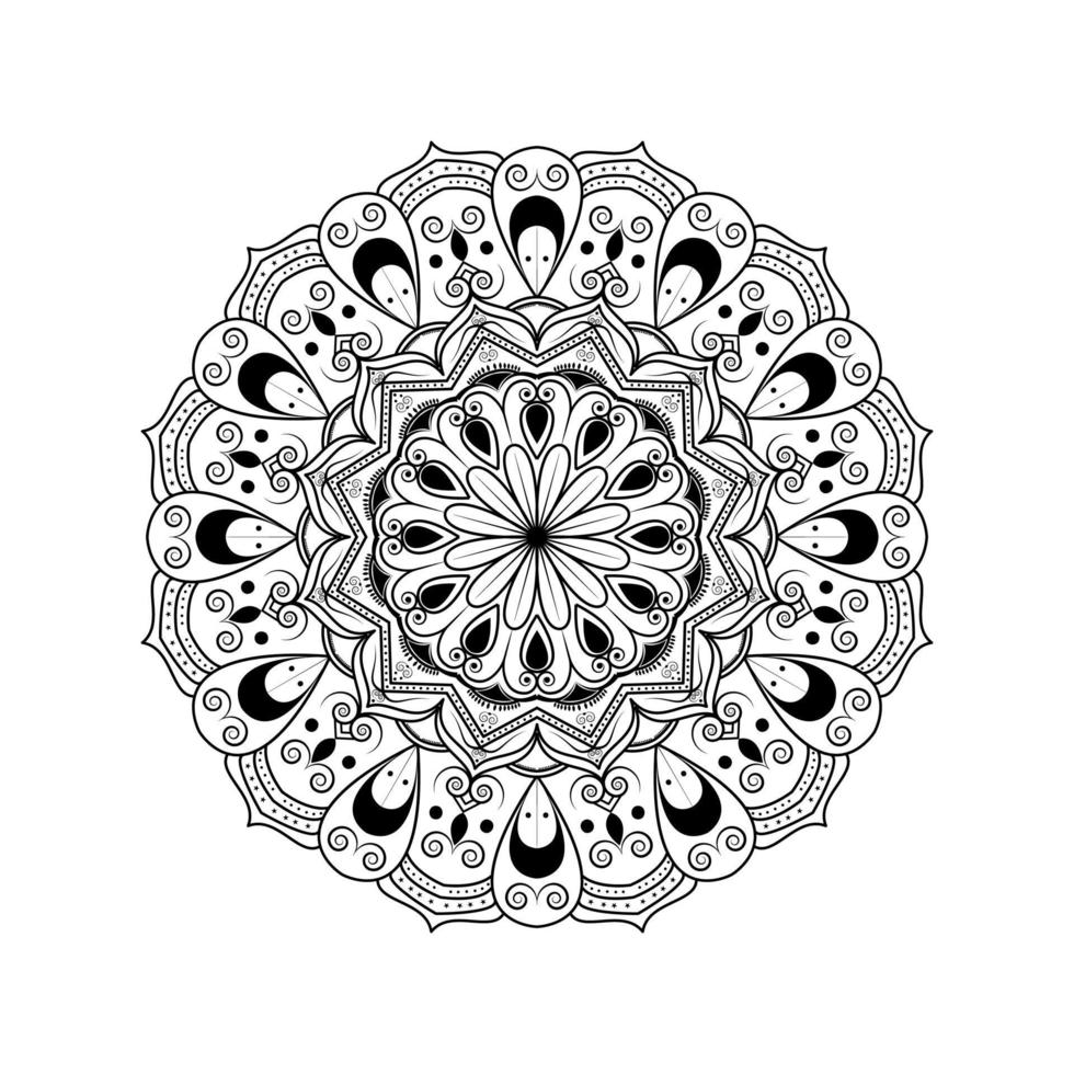 mandala décoratif isolé sur fond blanc. ornement indien. illustration vectorielle. arrière-plan dessiné à la main. éléments pour votre conception. vecteur