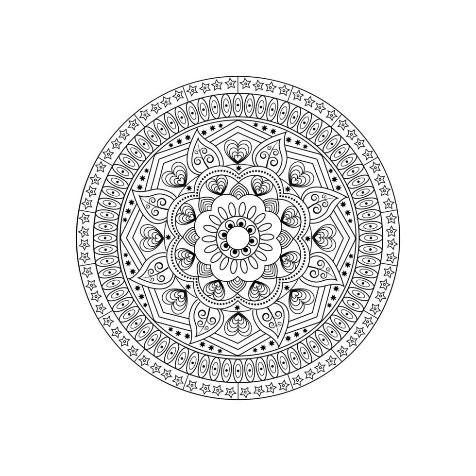 mandala de fleurs. éléments décoratifs d'époque. motif oriental, illustration vectorielle. motifs islamiques, arabes, indiens, marocains, espagnols, turcs, pakistanais, chinois, mystiques, ottomans. page de livre de coloriage vecteur