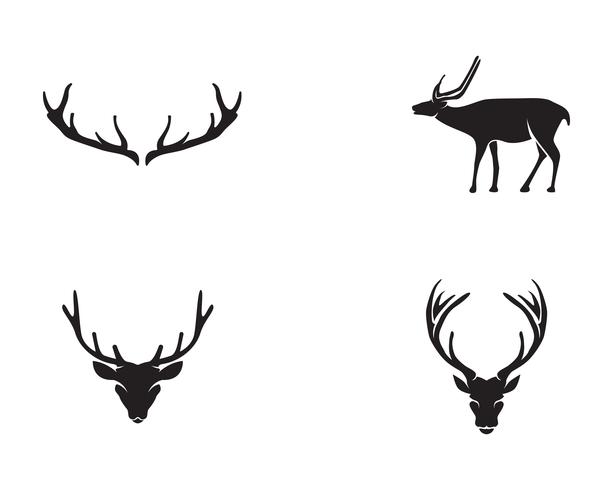 Icônes de silhouete noir logo tête animaux cerf vecteur