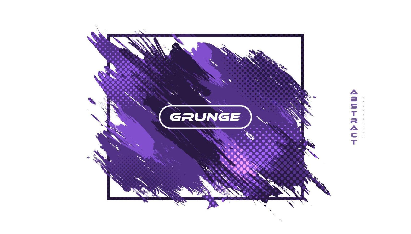 abstrait grunge blanc et violet avec style demi-teinte. illustration de coup de pinceau pour bannière, affiche ou sport. éléments de rayures et de texture pour la conception vecteur