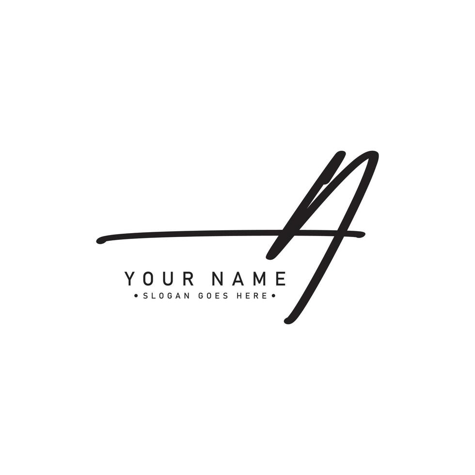 logo de signature simple pour la lettre initiale a dans un style manuscrit vecteur