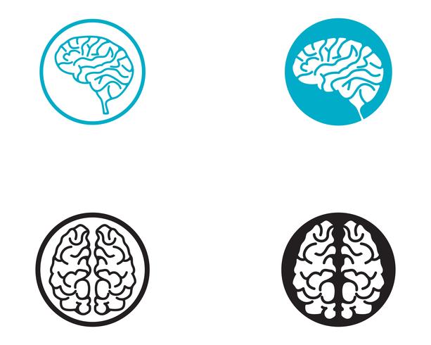 Modèle de logo de cerveau et application des icônes de symboles vecteur