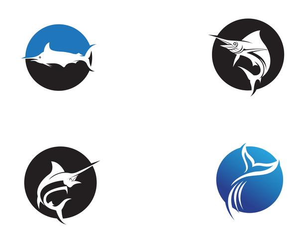 Icône logo et symboles du poisson saut Marlin vecteur