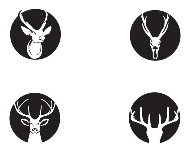 Icônes de silhouete noir logo tête animaux cerf vecteur