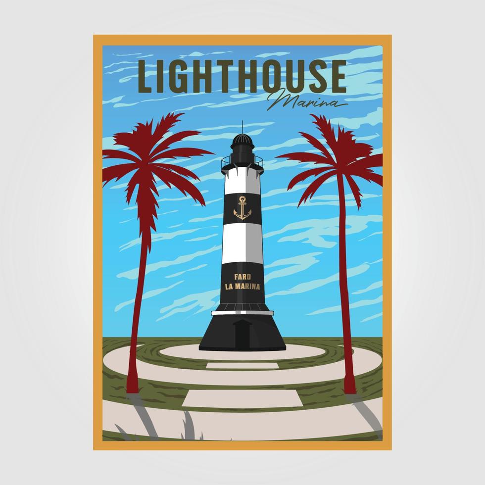phare vintage affiche fond illustration conception vecteur