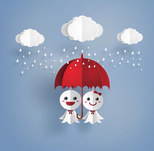 Poupée japonaise en papier contre la pluie, teruterubozu vecteur