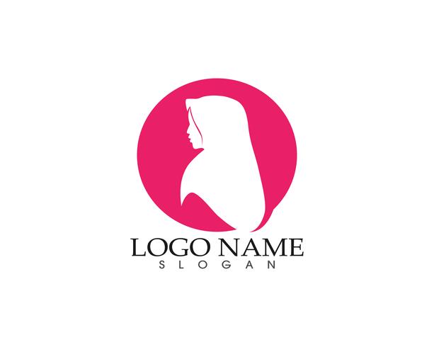 logo et silhouette de femme hijab vecteur