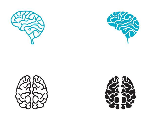 Modèle de logo de cerveau et application des icônes de symboles vecteur