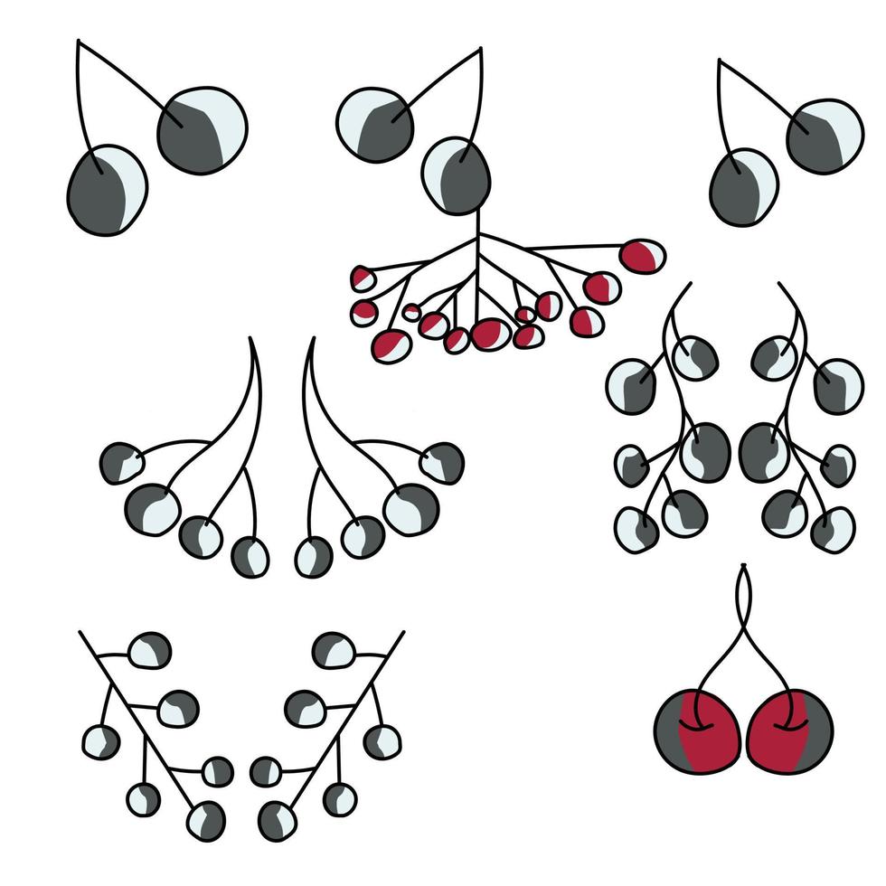 ensemble de doodle beriies, illustration vectorielle mignonne, récolte de baies colorées vecteur