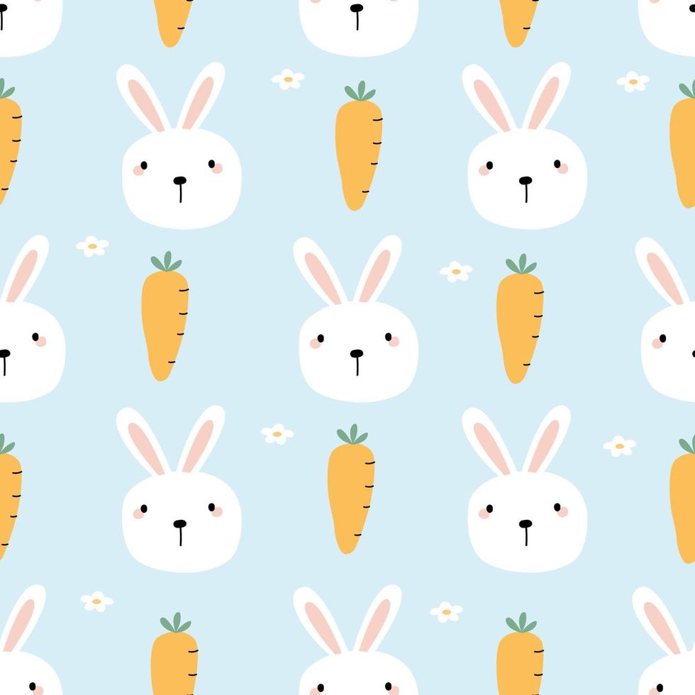 lapin et carotte bébé design mignon sans couture pour les enfants dessinés à la main dans un style de dessin animé pour les impressions, les décorations, les textiles, l'illustration vectorielle vecteur