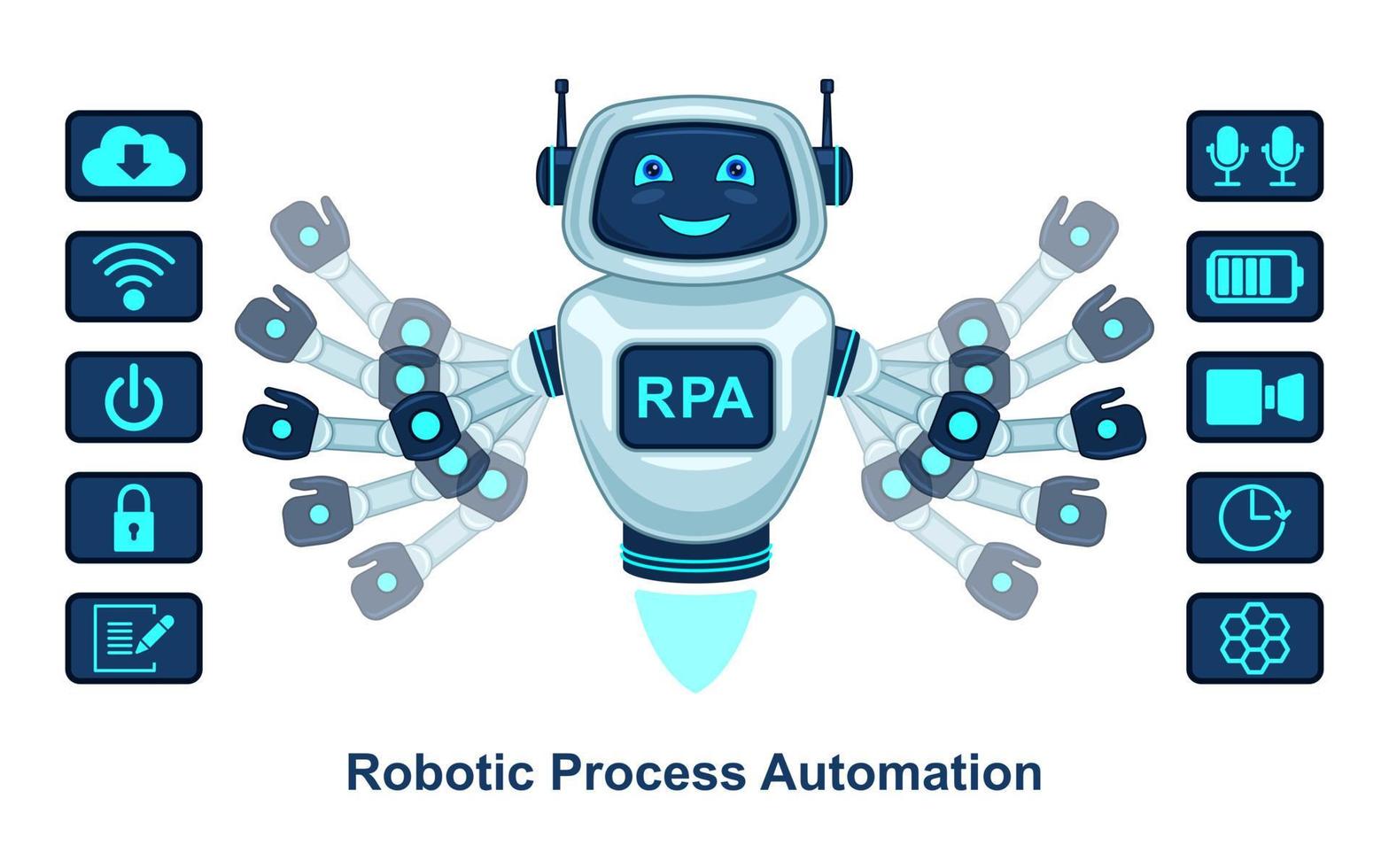 automatisation des processus robotiques robot assistant dessin animé réaliste isolé vecteur