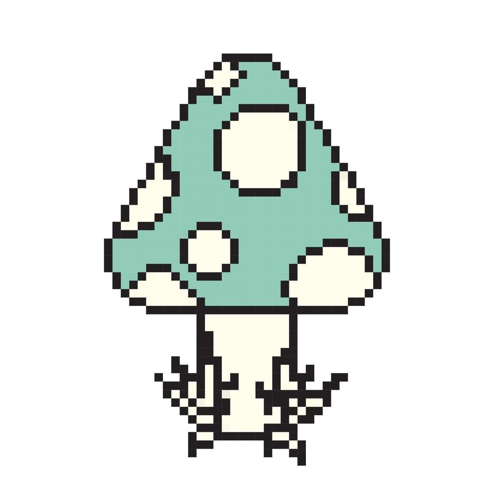 style de jeu rétro de dessin animé champignon pixel art. pixel art, champignon numérique, icône web plat, objet rétro de conception vectorielle. illustration vectorielle vecteur