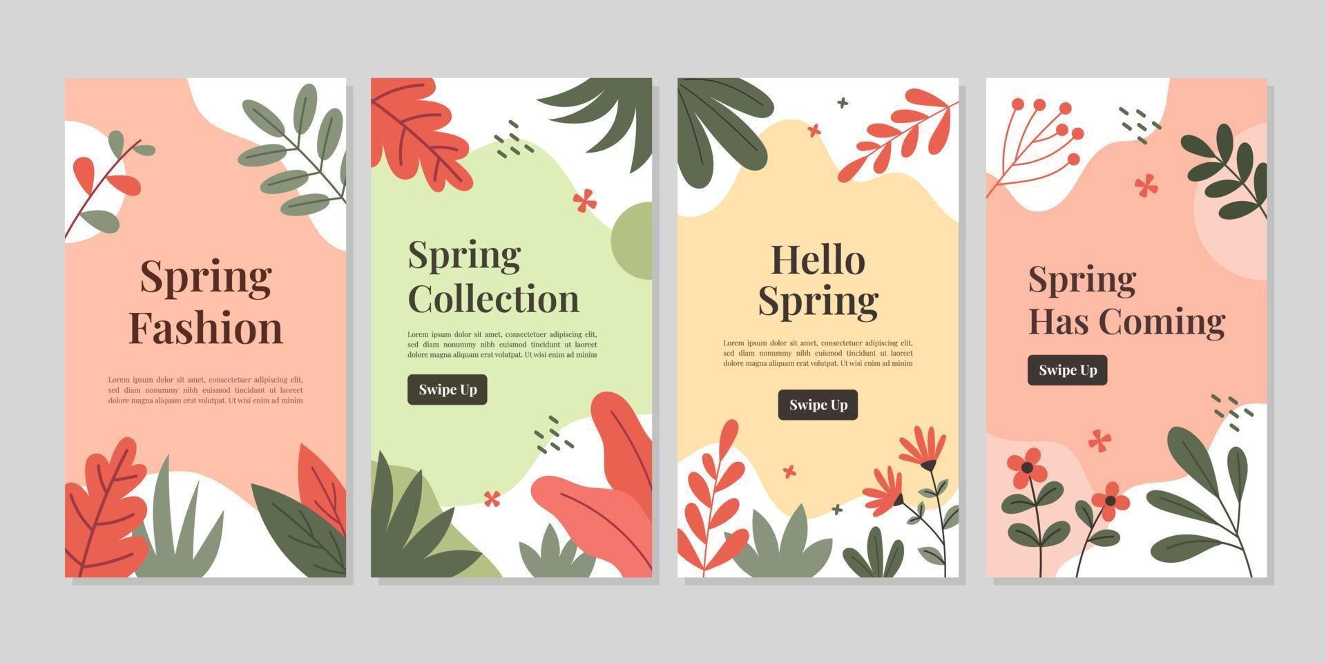collection d'histoires florales de printemps sur les médias sociaux vecteur