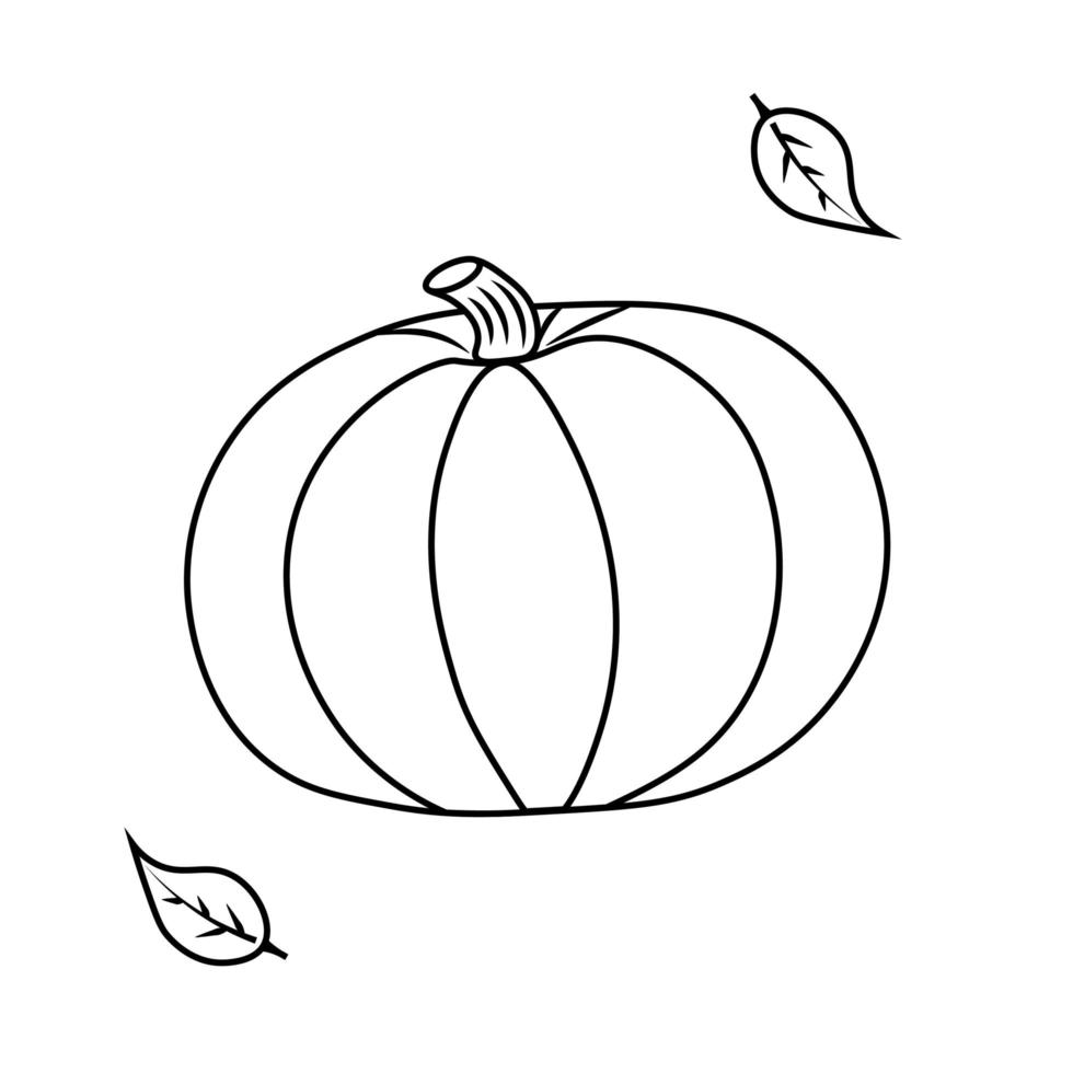 citrouille, icône pour la conception d'halloween. illustration vectorielle de doodle pour l'impression, les cartes de voeux, les affiches, les autocollants, le textile et le design saisonnier. isolé sur fond blanc vecteur