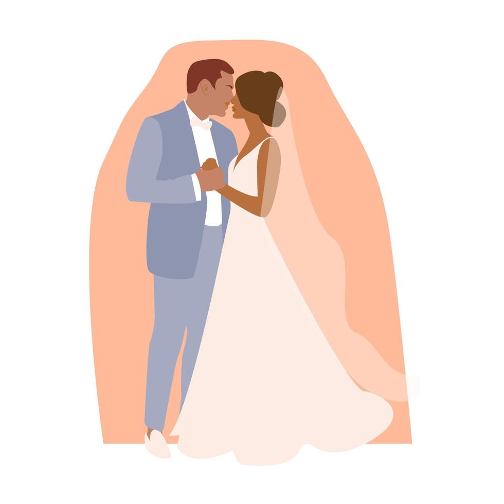 couple de mariage coloré. jour de la cérémonie de mariage. illustration vectorielle vecteur