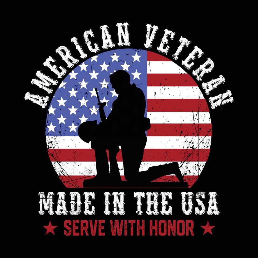 t-shirt vétéran américain. conception de t-shirt vétéran. conception de chemise vétéran et armée. vecteur