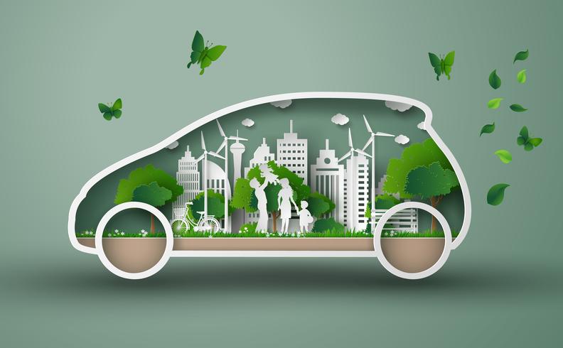 concept de voiture écologique vecteur