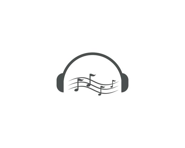 Logo de note de musique casque Illustration vectorielle vecteur