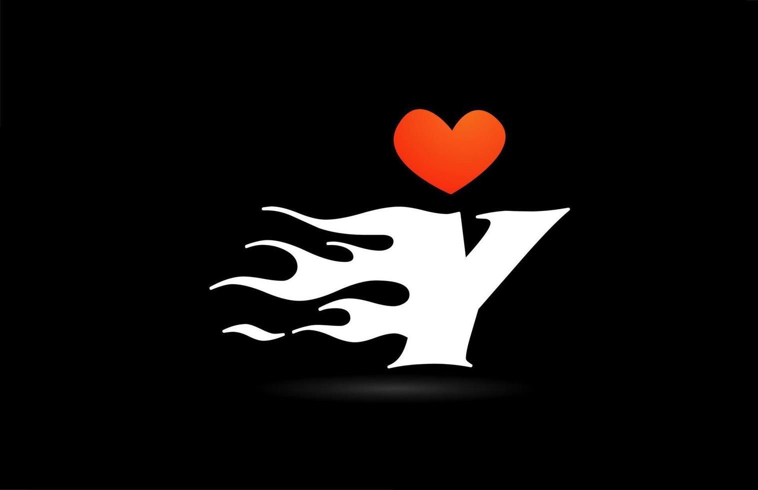 création de logo d'icône de lettre alphabet y. modèle créatif pour les entreprises avec des flammes de coeur d'amour vecteur