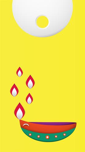 Diwali est un festival des lumières de l&#39;hindou pour fond d&#39;invitation, bannière Web, publicité. Conception d&#39;illustration vectorielle en papier découpé et style. vecteur