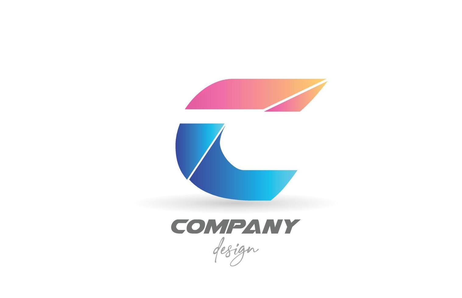 icône colorée du logo de la lettre de l'alphabet c avec un design en tranches et des couleurs roses bleues. modèle créatif pour les entreprises et les entreprises vecteur