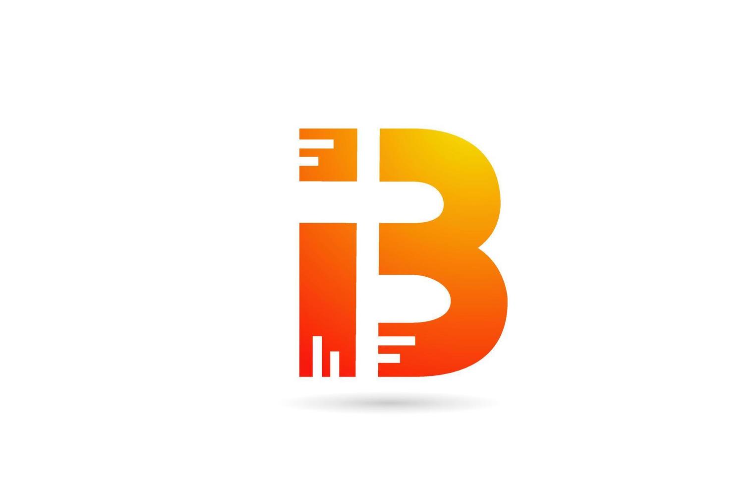 b icône de conception de logo de lettre alphabet dégradé orange. modèle créatif pour les entreprises vecteur