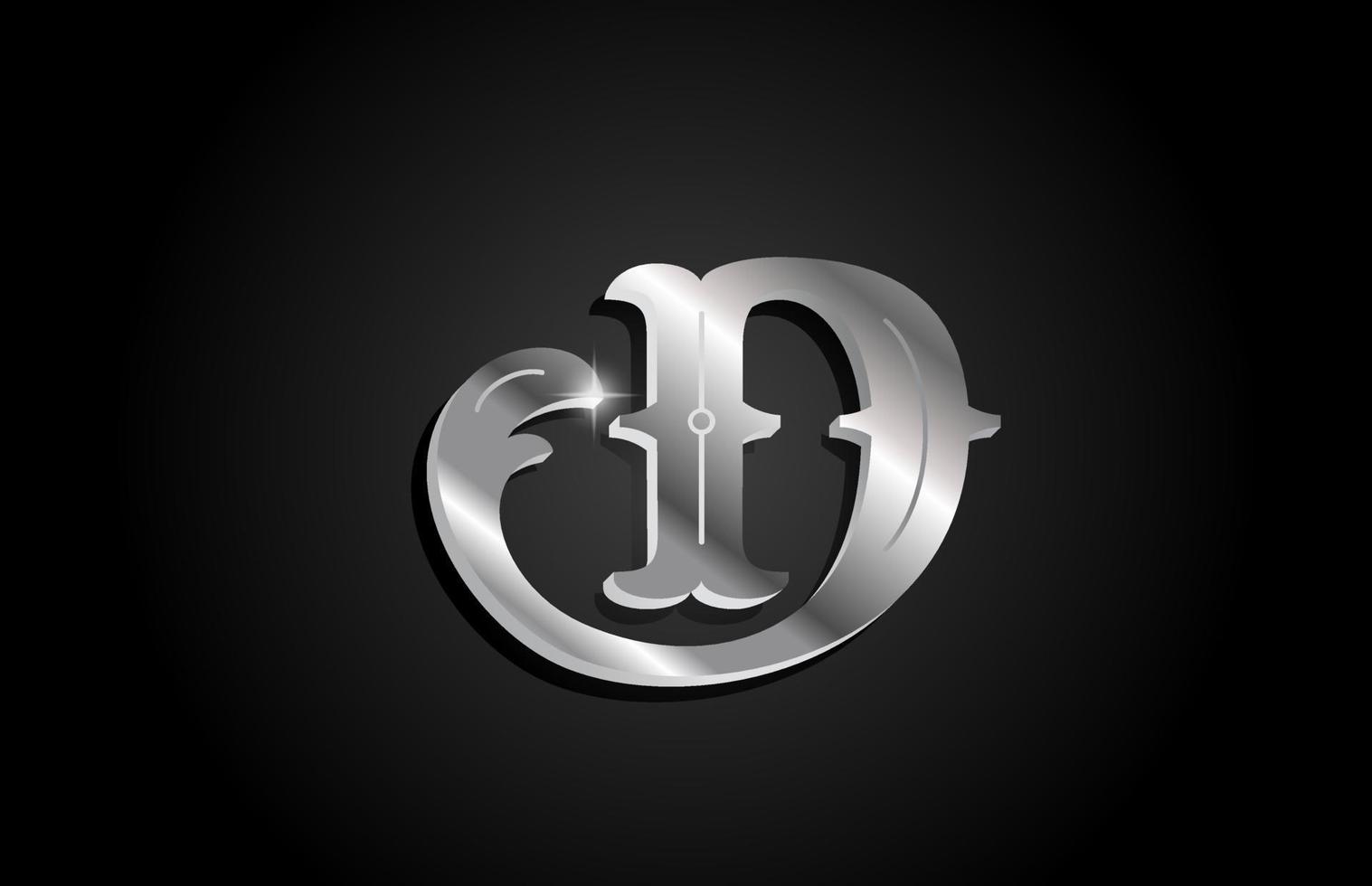 création de logo d'icône de lettre d'alphabet en métal argenté d. modèle créatif pour entreprise ou entreprise de couleur grise vecteur