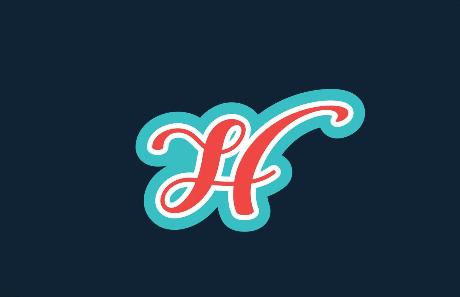 création de logo d'icône de lettre de l'alphabet h manuscrite rouge vert. modèle créatif pour les entreprises et les entreprises vecteur